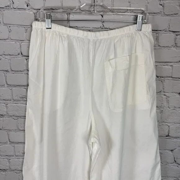 NWT Athleta Paradise Wide Leg Pant White Women Size M Linen Blend Drawstring - Picture 12 of 15
